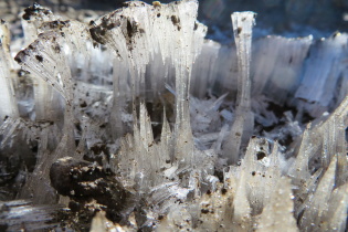 Sculture de glace dû au à l'humidité et au vent